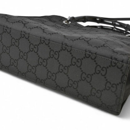Gucci Handbag Tote Bag Bamboo 2Way Nylon Canvas Gg Black 002 1016
