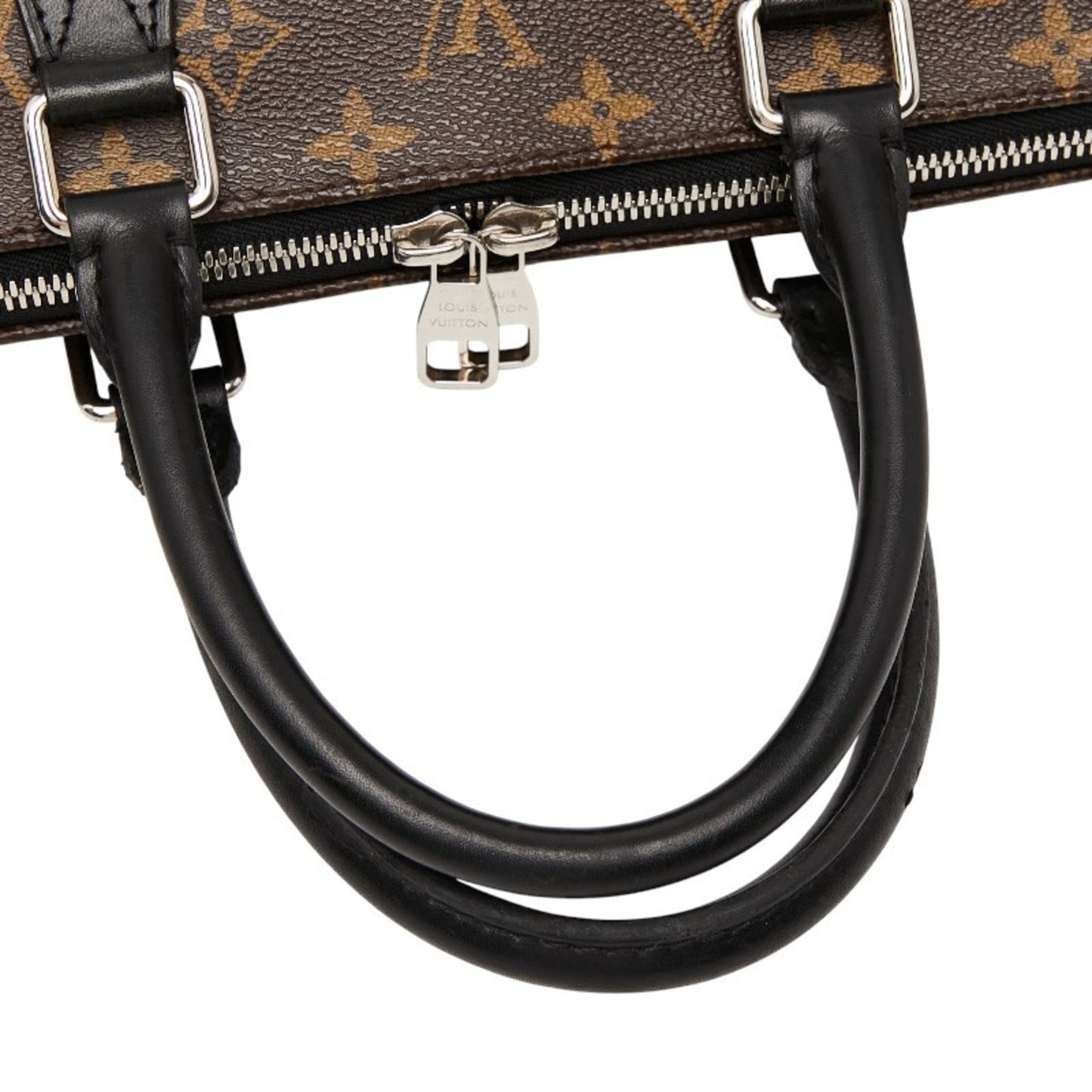 Louis Vuitton Monogram Macassar Porte-Document Jour Handbag/Business Bag M40868 Brown/Black Leather