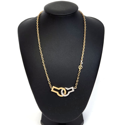 Louis Vuitton Collier Twin Rocks Necklace M64887 Gold Silver Metal Pendant