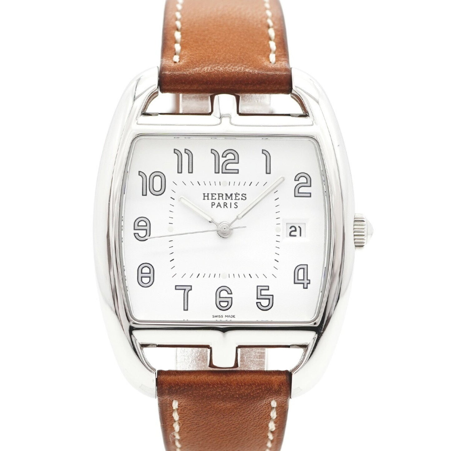 Herms Cape Cod Tonneau Ct1.710 White Dial Wristwatch