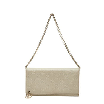 Gucci Guccissima Long Wallet Chain 2Way 224262 White Leather