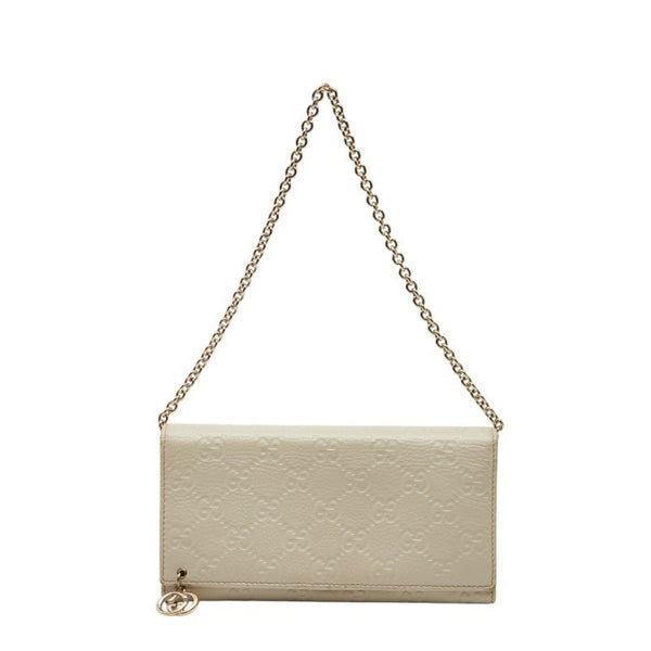 Gucci Guccissima Long Wallet Chain 2Way 224262 White Leather