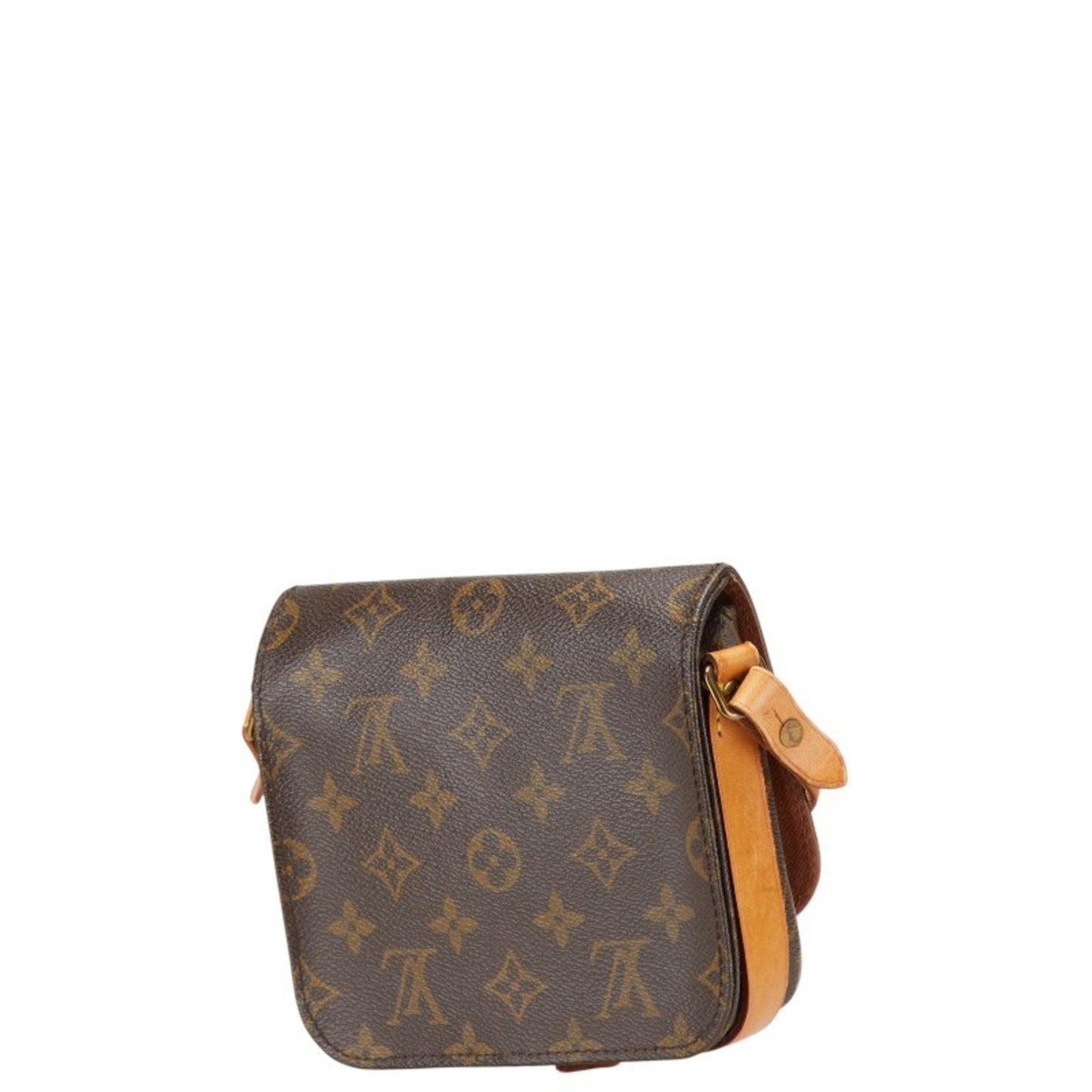Louis Vuitton Monogram Mini Cartouchiere Crossbody Shoulder Bag M51254 Brown Leather