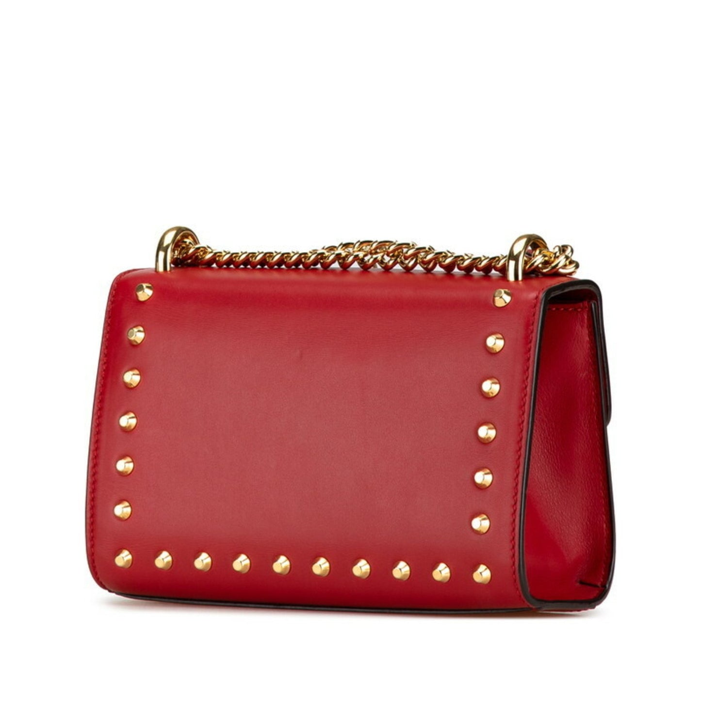 Gucci Padlock Stud Chain Shoulder Bag 432182 Red Leather
