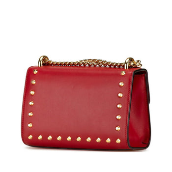 Gucci Padlock Stud Chain Shoulder Bag 432182 Red Leather