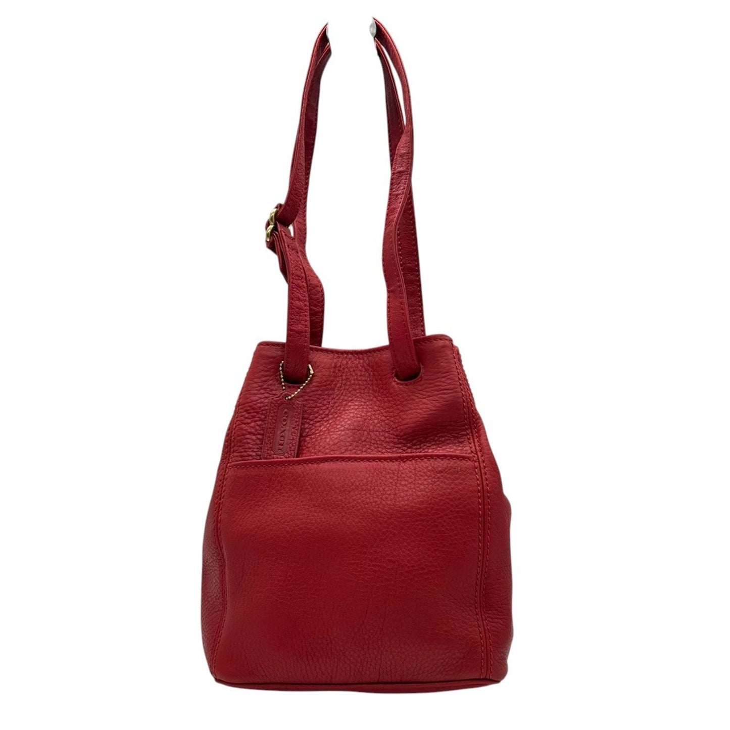 Coach Old Drawstring Shoulder Bag 4923 Bucket In Red Glove-Tanned Leather.