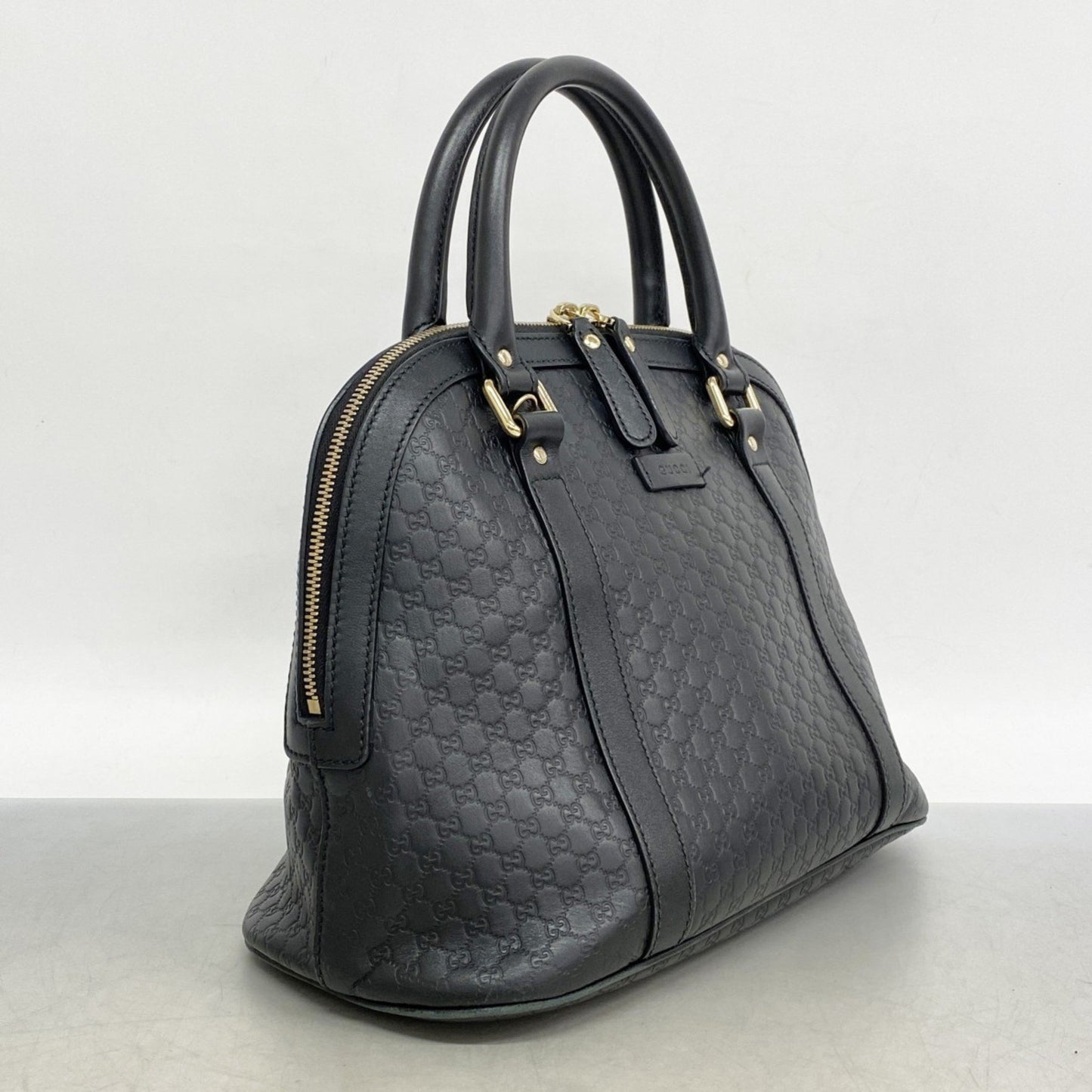 Gucci Micro Guccissima Handbag 449663 Leather Black Champagne