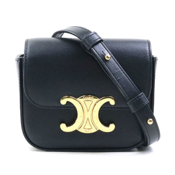Celine Triomphe Mini Claude Shoulder Bag In Black Leather