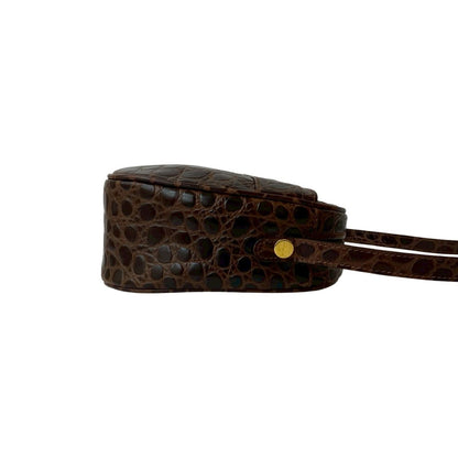 Salvatore Ferragamo Vara Shoulder Bag/Pouch With Crocodile-Embossed Leather Hardware