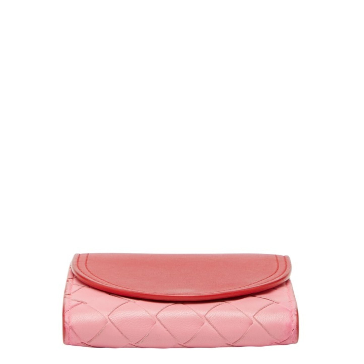 Bottega Veneta Intrecciato Bi-Fold Wallet 577841 Red Pink Leather