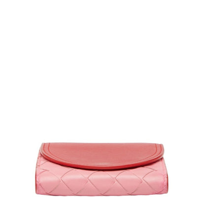 Bottega Veneta Intrecciato Bi-Fold Wallet 577841 Red Pink Leather