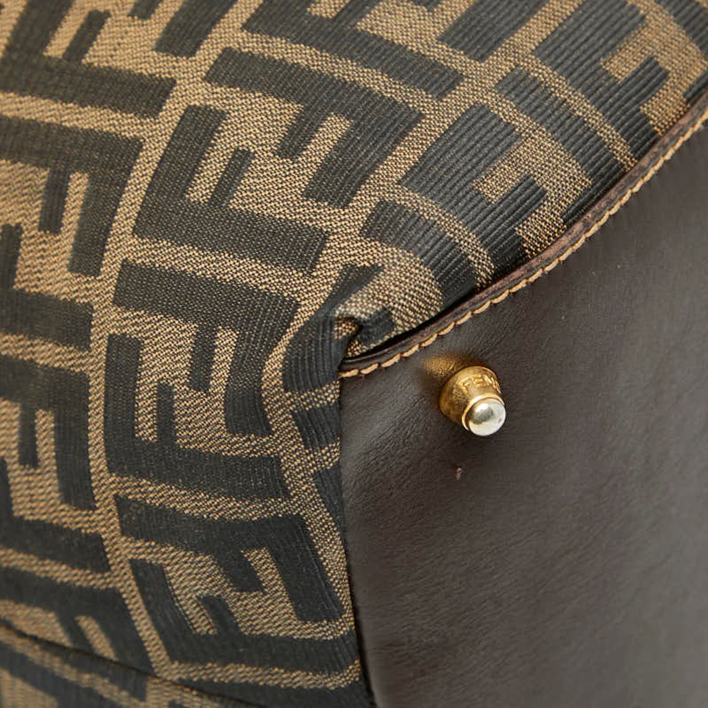Fendi Zucca Handbag Tote Bag Brown Canvas