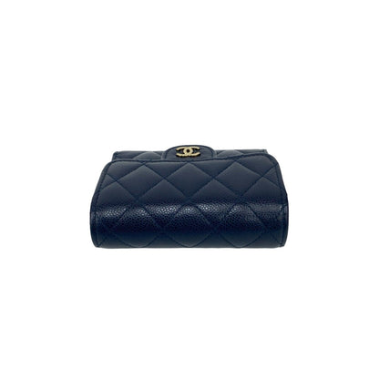 Chanel Matelasse Coco Caviar Leather Tri-Fold Wallet
