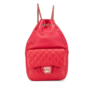 Chanel Coco Mark Matelasse Backpack A94417 Red Lambskin