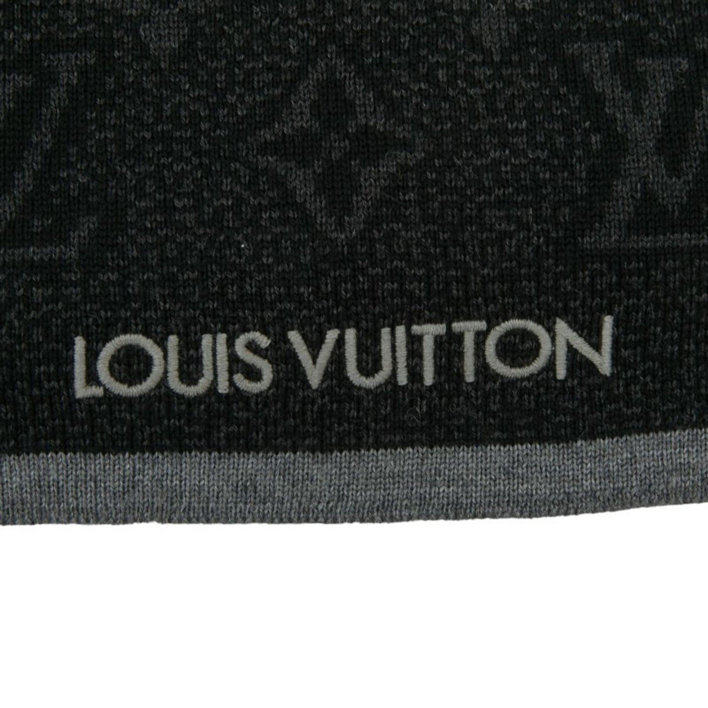 Louis Vuitton Monogram Eclipse Echarpe My Scarf M73468 Black/Gray Wool