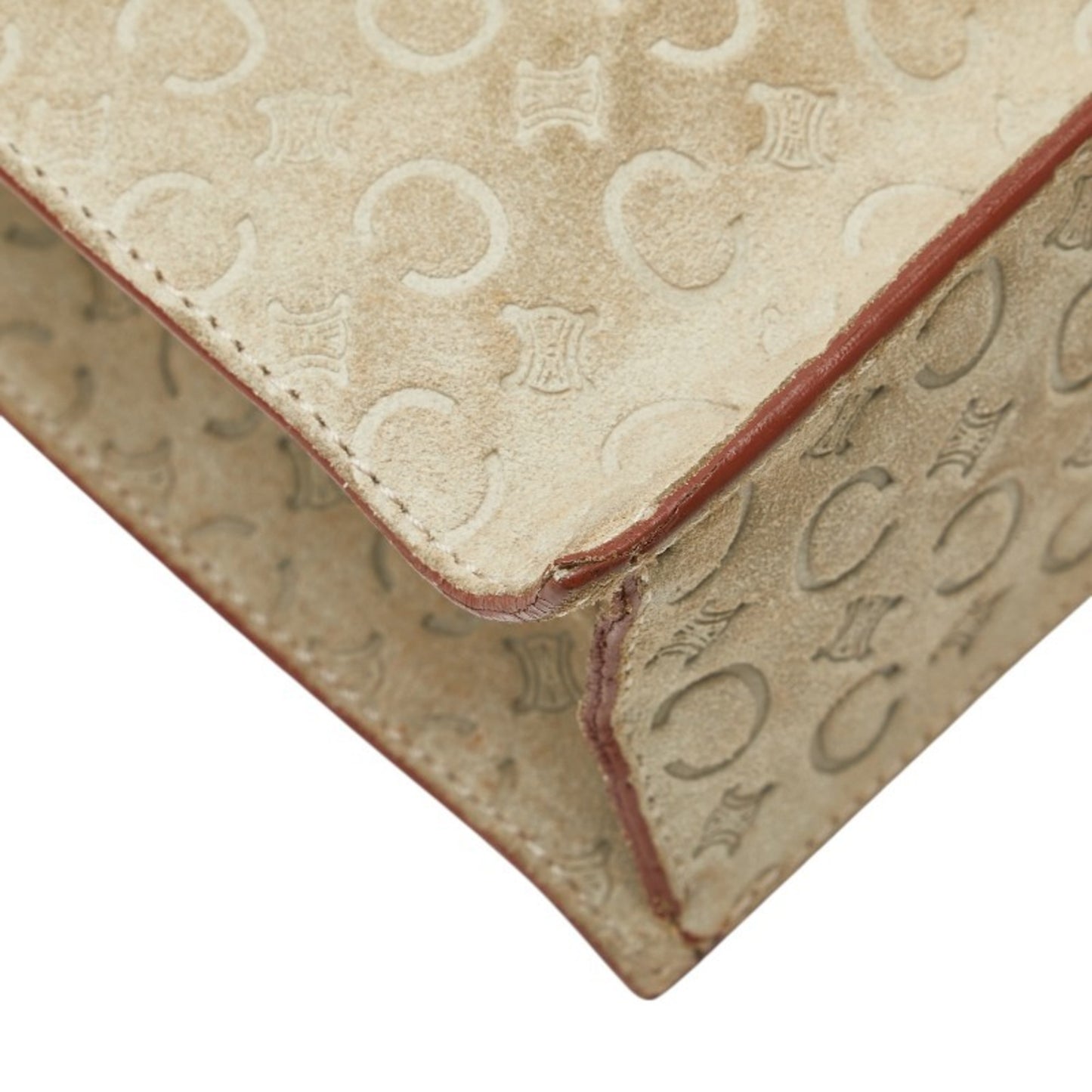 Celine Macadam Handbag In Beige Suede