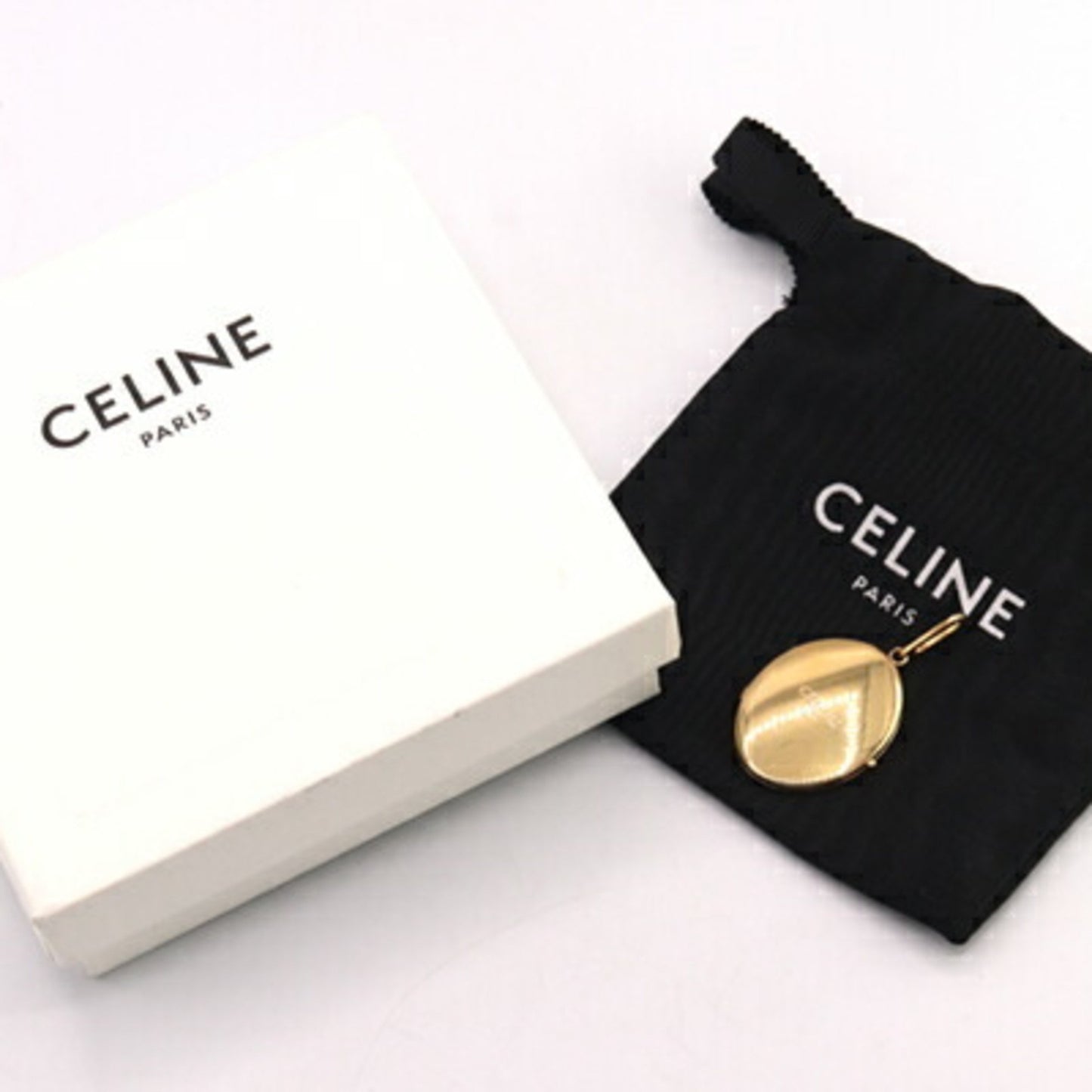 Celine Pendant Top Mirror Medallion 46S436Bsl 36Ao Gold Metal Head Necklace