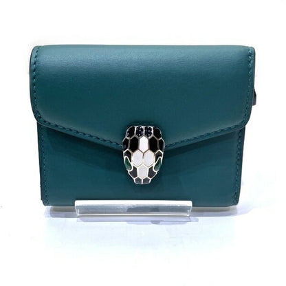 Bvlgari Serpenti Forever Green Snakehead Tri-Fold Wallet