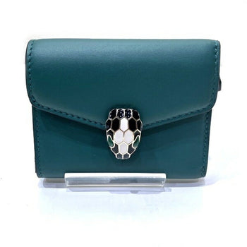 Bvlgari Serpenti Forever Green Snakehead Tri-Fold Wallet