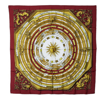 Hermes Carre 90 Astrology Dies Et Hore Scarf Muffler Gold Red Silk