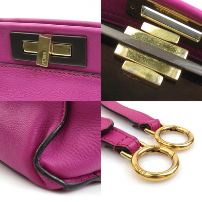 Fendi Handbag Shoulder Bag Peekaboo Leather Magenta