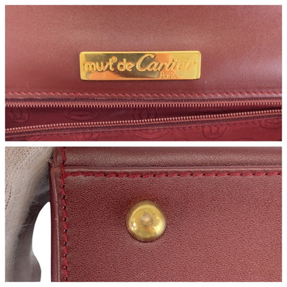Cartier Must Line Wine Red Bordeaux Gold Hardware Leather Handbag