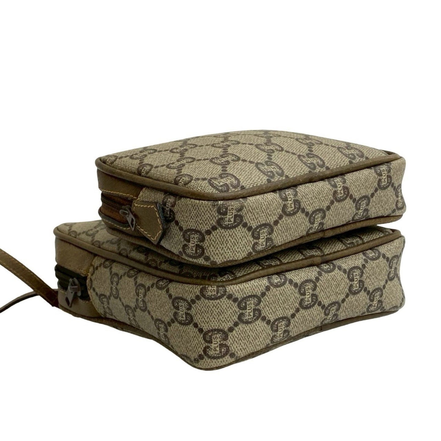 Gucci Old Gucci Vintage Plus Logo Leather Mini Shoulder Bag Pochette Brown 21335