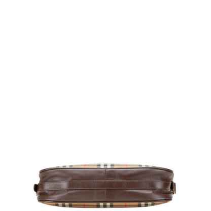 Burberry Nova Check Shadow Horse One-Shoulder Bag In Beige Multicolor Canvas