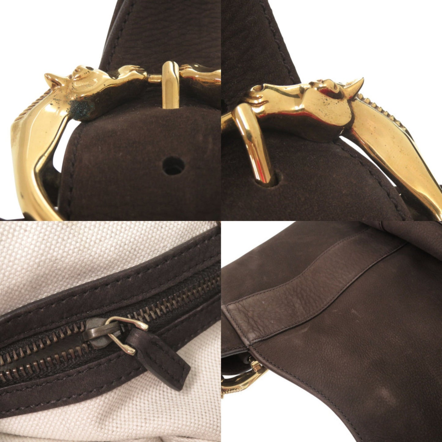 Gucci 296877 Nubuck Leather Brown Tote Bag Handbag 0256 Gucci