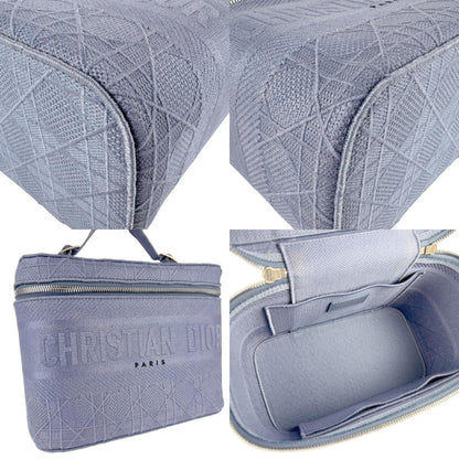 Christian Dior Handbag Vanity Bag Canvas Blue Silver