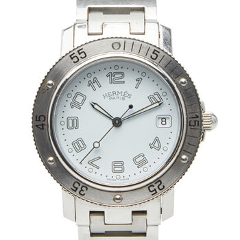 Herms Clipper Diver Watch Cl7.710 Quartz White Dial Stainless Steel
