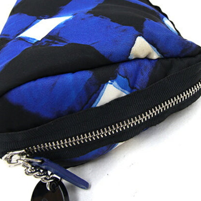 Chanel Pouch Blue Black Off-White Nylon
