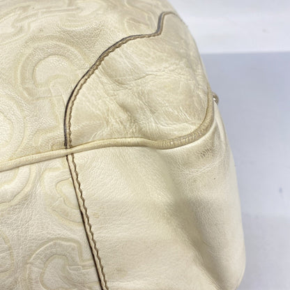 Gucci Bamboo Horsebit Handbag 154375 Leather Ivory Champagne