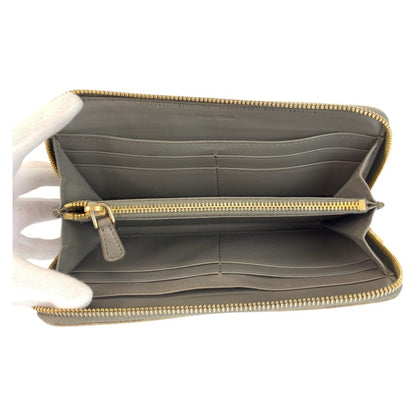 Miumiu Miu Embossed Gray Leather Long Wallet