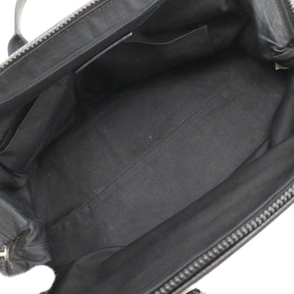 Bottega Veneta Tote Bag Canvas X Leather Gray/Black A5 Double