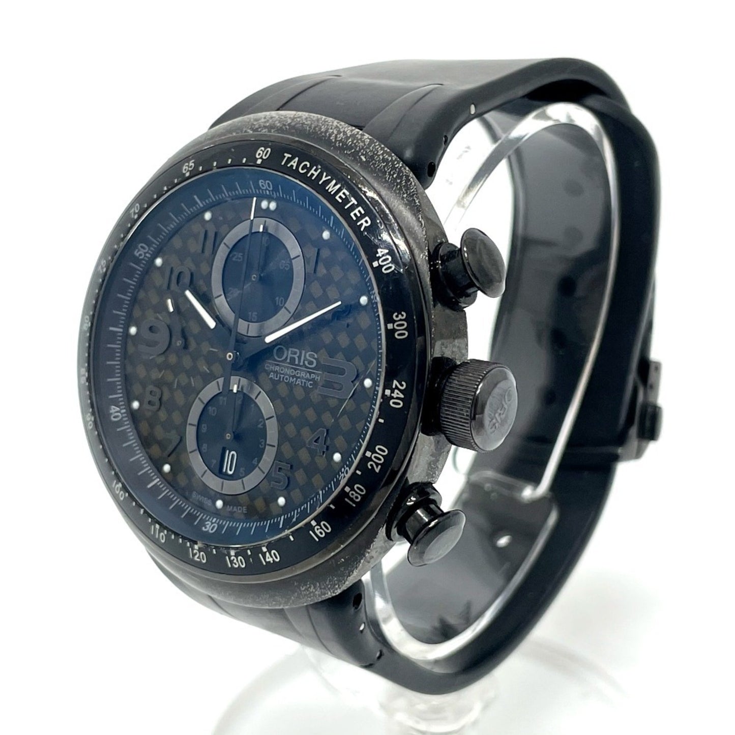 Oris 7611 Chronograph Tt3 Chronograph Black Automatic Watch With Titanium/Rubber Strap