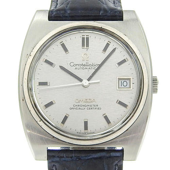 Omega Constellation Watch Chronometer Cal.1001 Stainless Steel X Embossed Leather Automatic Silver