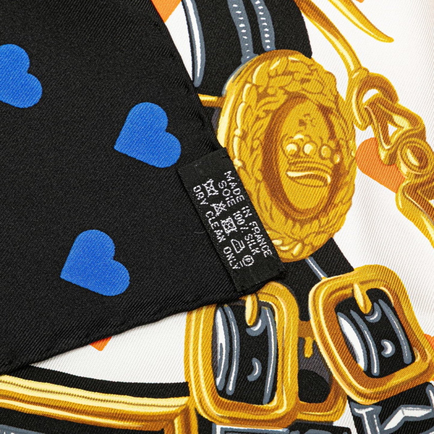 Herms Carr 90 Brides De Gala Love Ceremonial Bridle Scarf Muffler Black Multicolor Silk