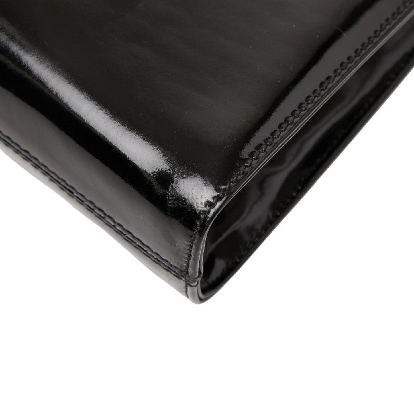 Salvatore Ferragamo Gancini Chain Shoulder Bag In Black Patent Leather