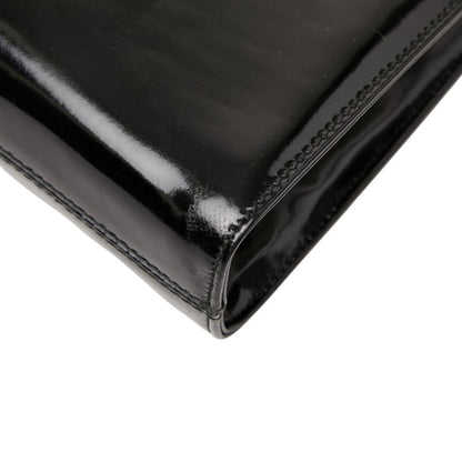 Salvatore Ferragamo Gancini Chain Shoulder Bag In Black Patent Leather