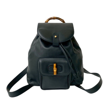 Gucci Bamboo Turnlock Leather Rucksack/Daypack In Dark Navy