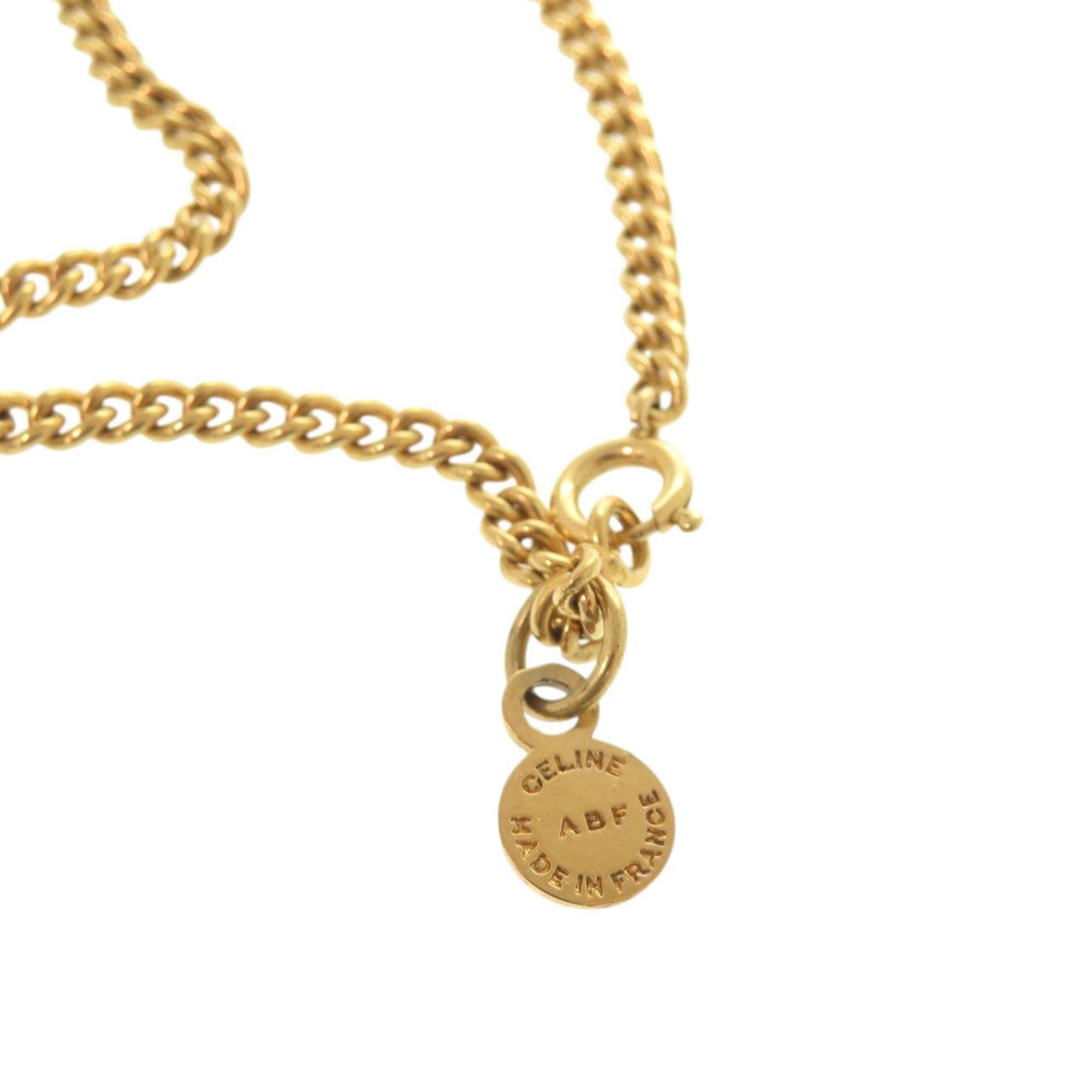Celine Vintage Metal Faux Pearl Gold Necklace 1532 Celine