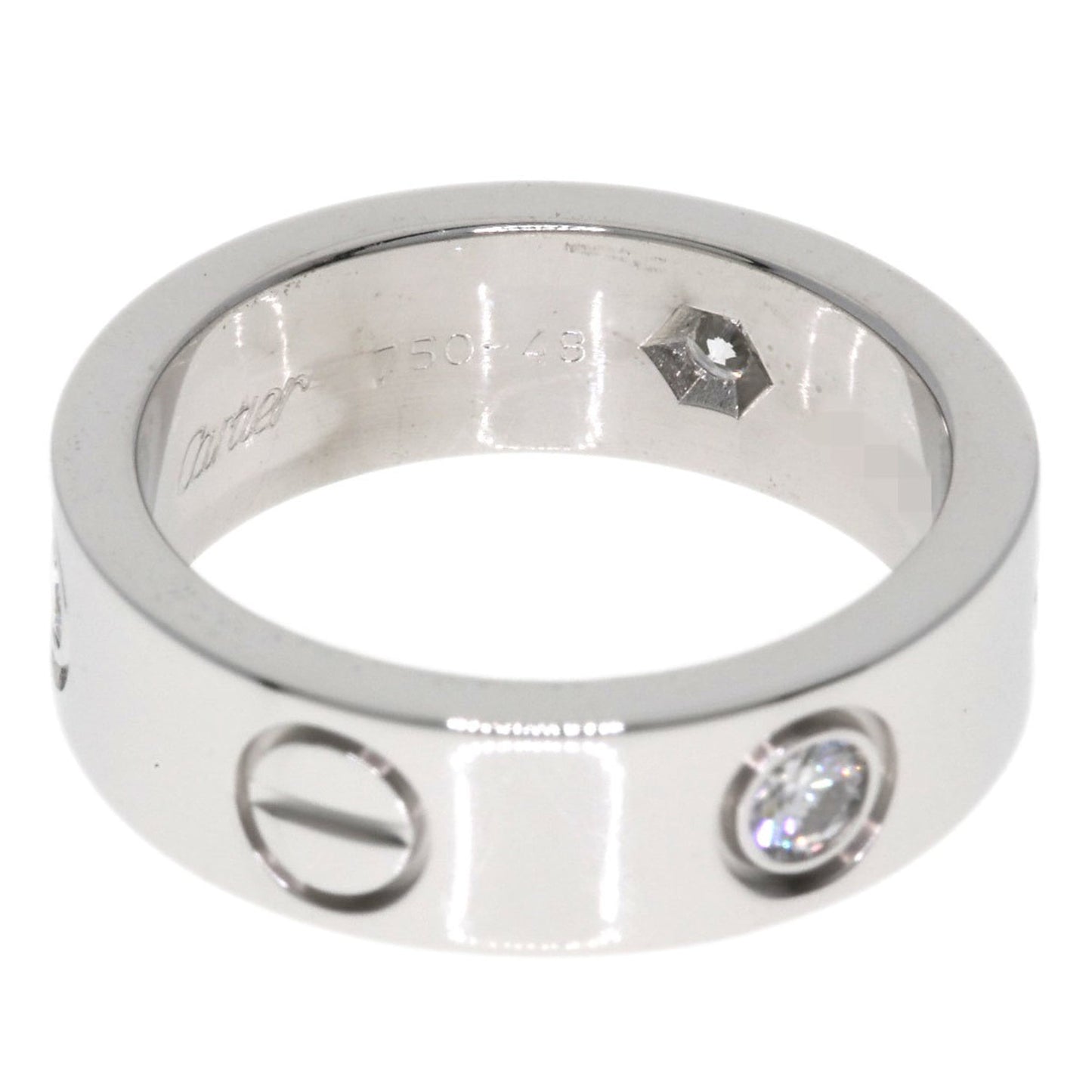 Cartier Love Ring Half Diamond #48 18K White Gold