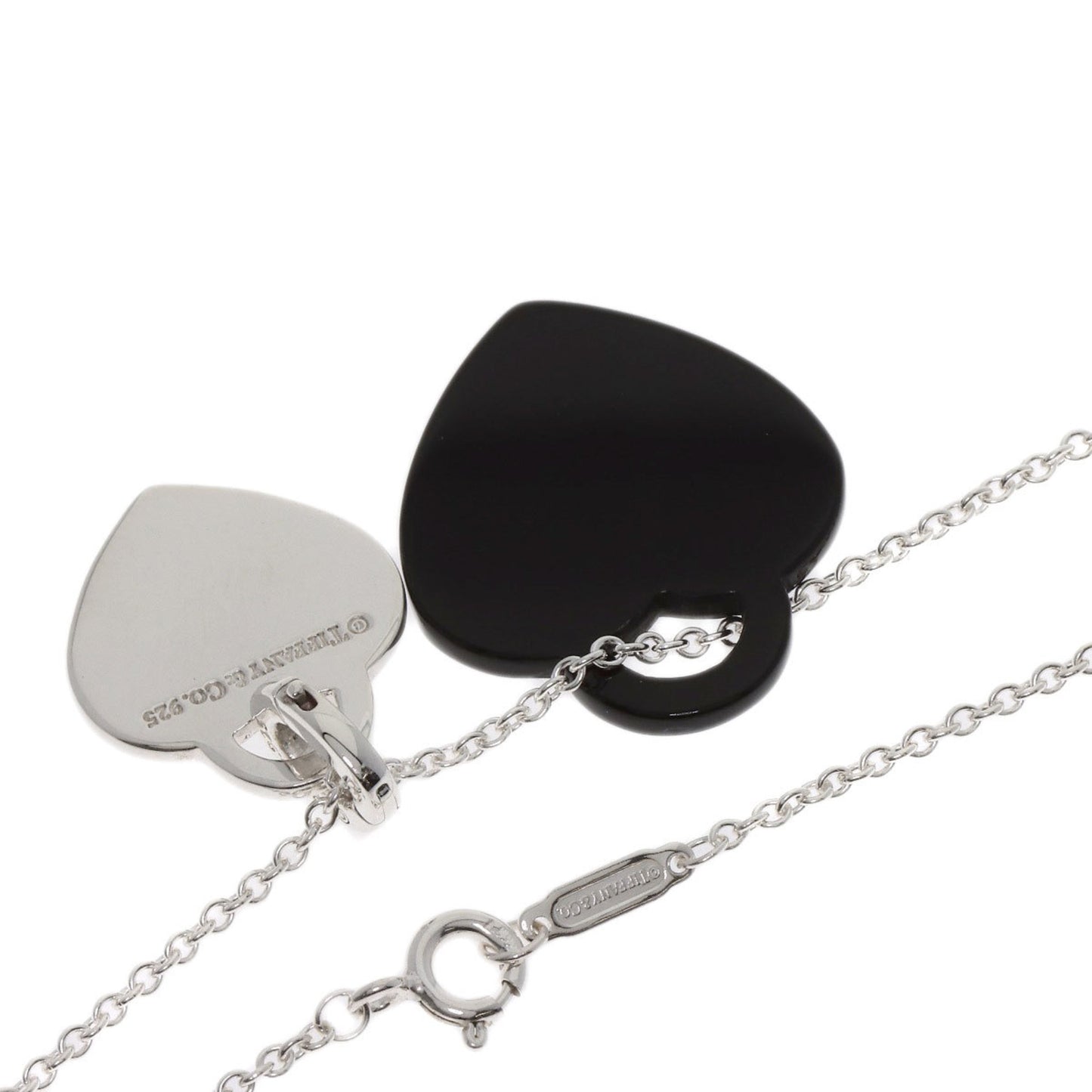 Tiffany & Co. Return To Double Heart Onyx Necklace In Silver