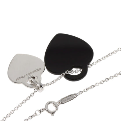 Tiffany & Co. Return To Double Heart Onyx Necklace In Silver
