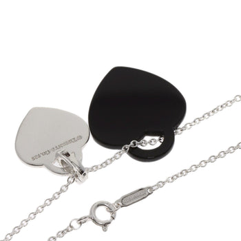 Tiffany & Co. Return To Double Heart Onyx Necklace In Silver