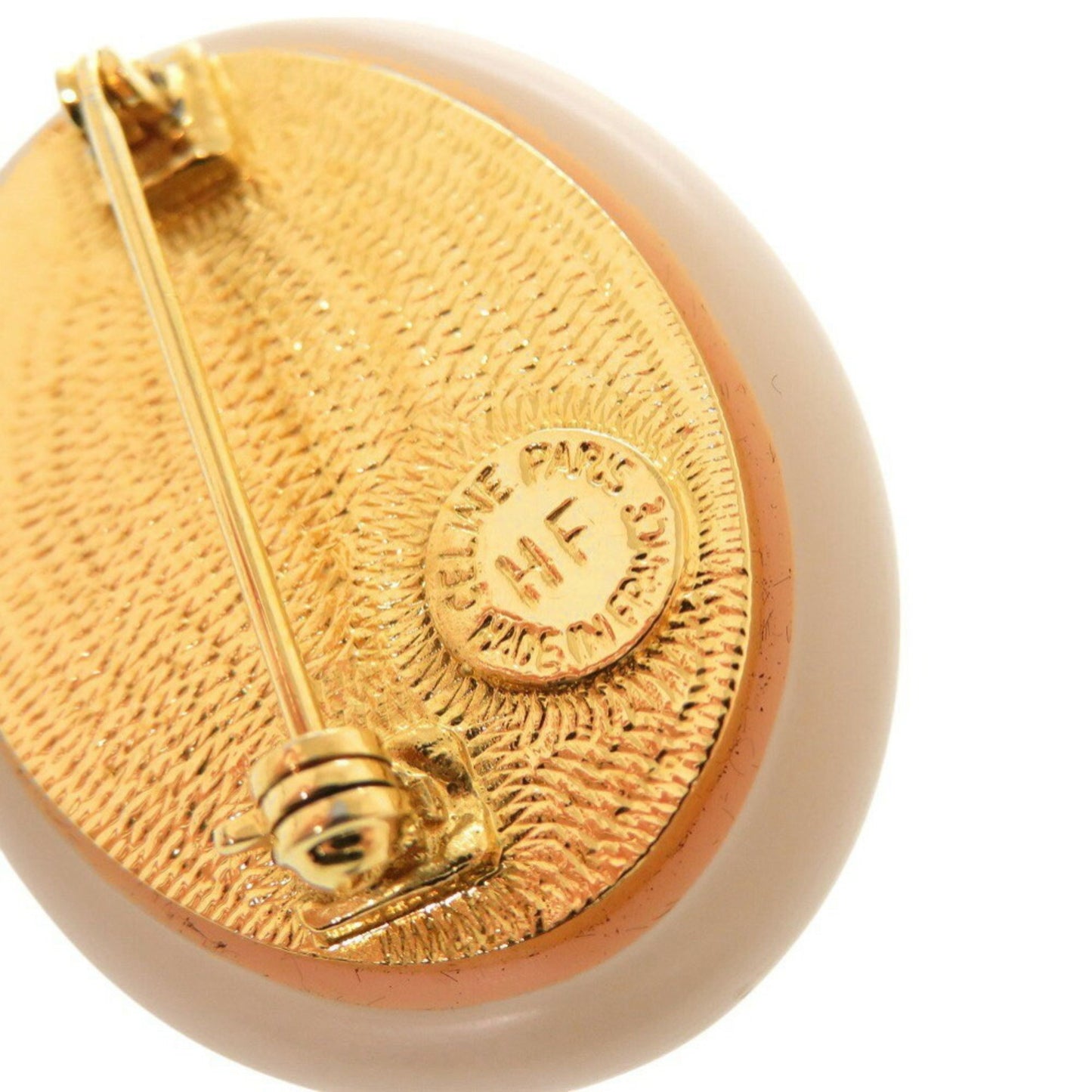 Celine Metal Crystal Pink Beige Brooch 0227Celine