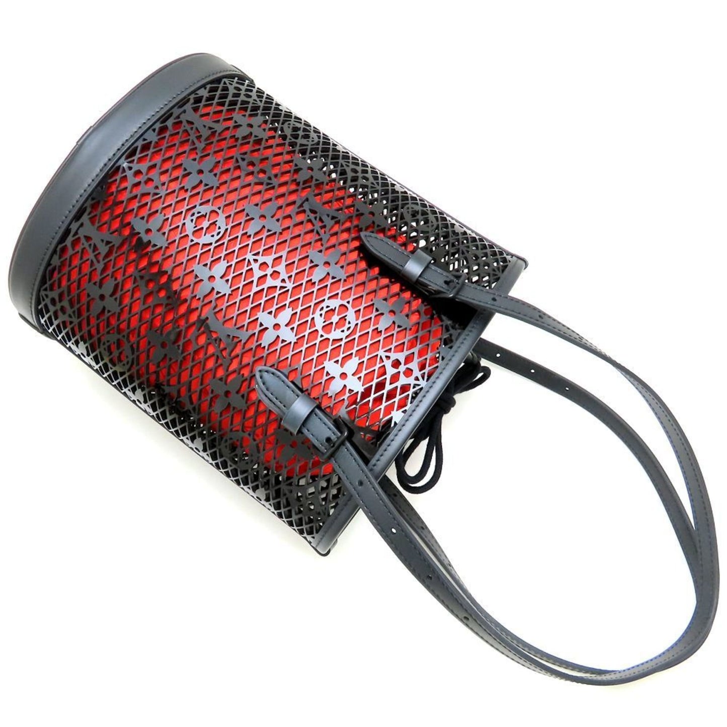 Louis Vuitton Louis Vuitton Monogram Lace Bucket Pm M20352 Tote Bag Patent Calf Black Red 352541