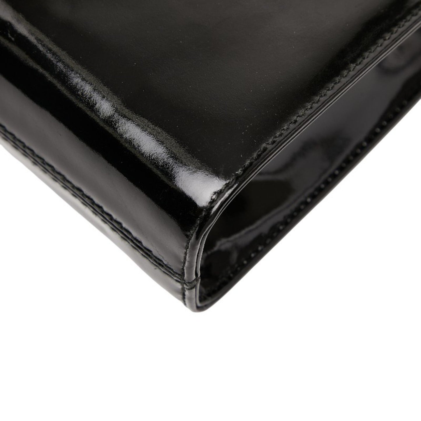 Salvatore Ferragamo Gancini Chain Shoulder Bag In Black Patent Leather