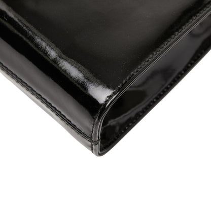 Salvatore Ferragamo Gancini Chain Shoulder Bag In Black Patent Leather